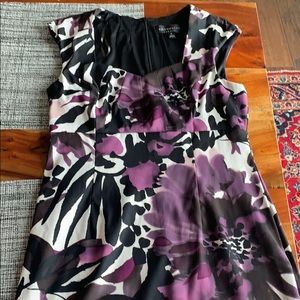 Purple, black and white patterned dress